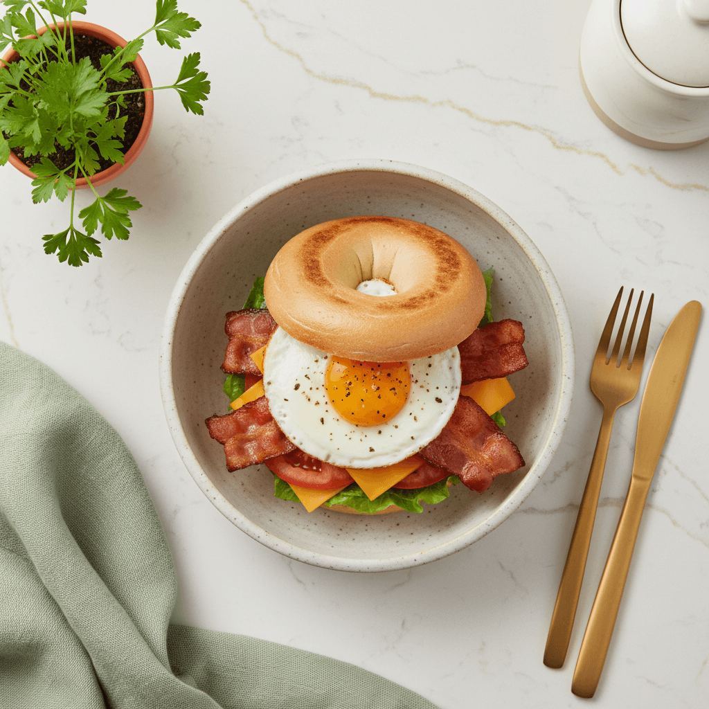 Bagel bacon oeuf