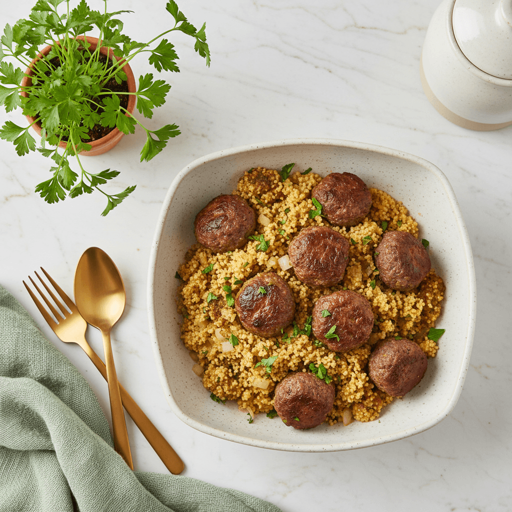 Boulettes de boeuf et semoule