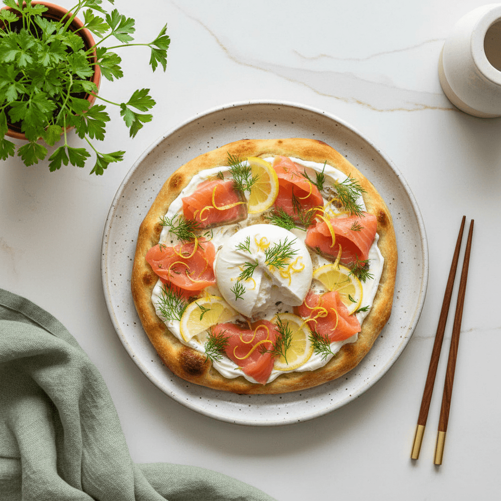 Pinsa saumon burrata