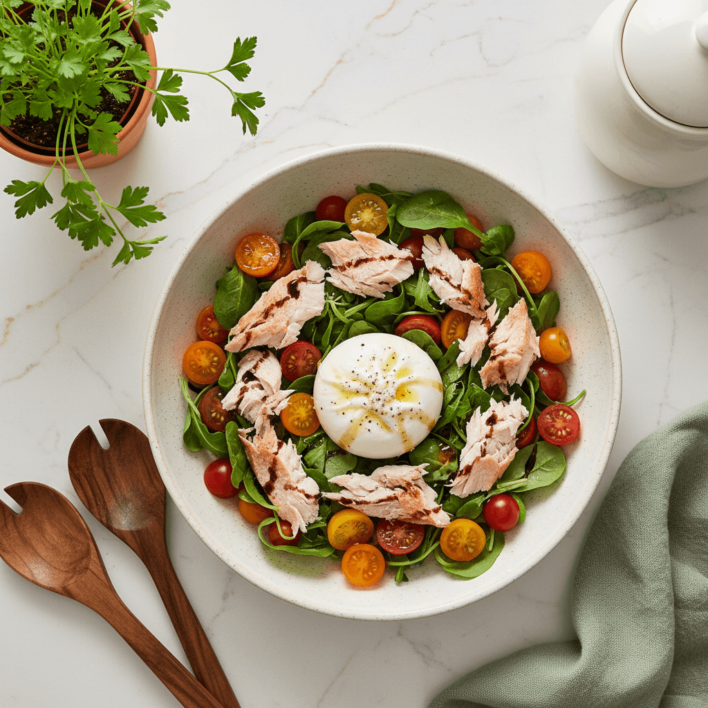 Salade truite burrata