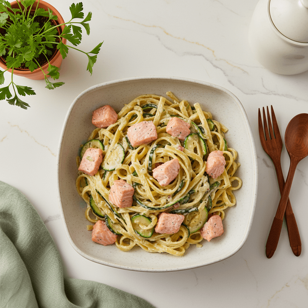 Tagliatelles courgette saumon